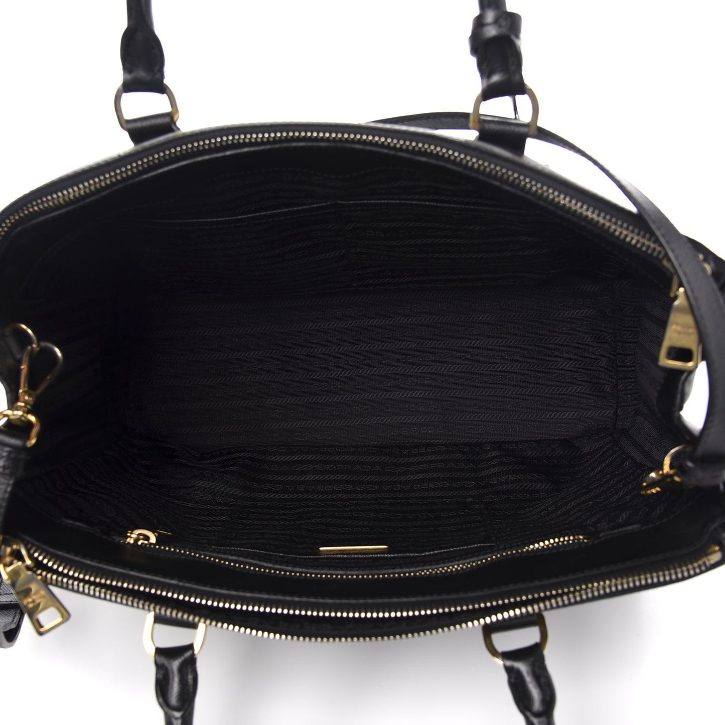 Saffiano Medium Galleria Double Zip Tote Black