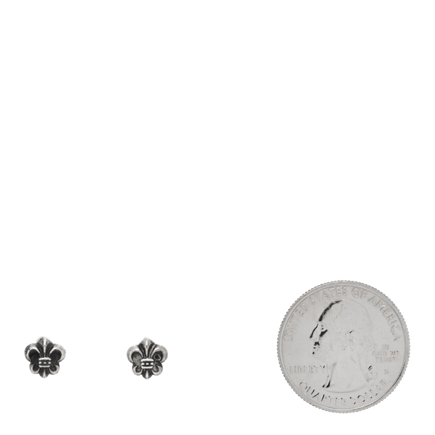 Chrome Hearts Sterling Silver Fleur de Lis Stud Earrings 2 of 4