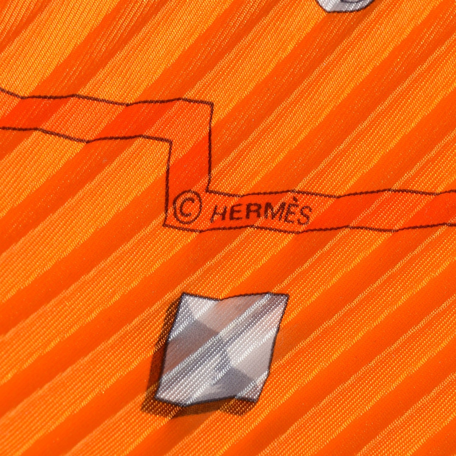 Hermes Silk Plisse Les Cles Scarf 90 Orange 5 of 6