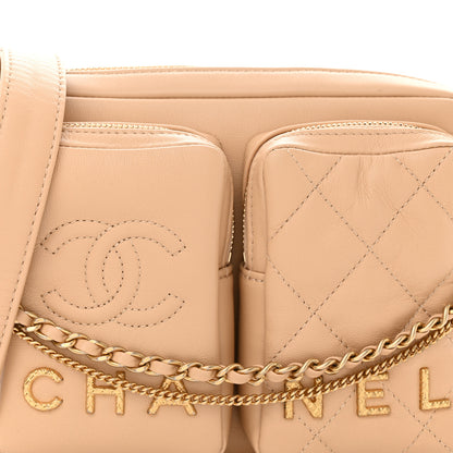 Chanel Calfskin Quilted Small Camera Case Beige 7 of 9