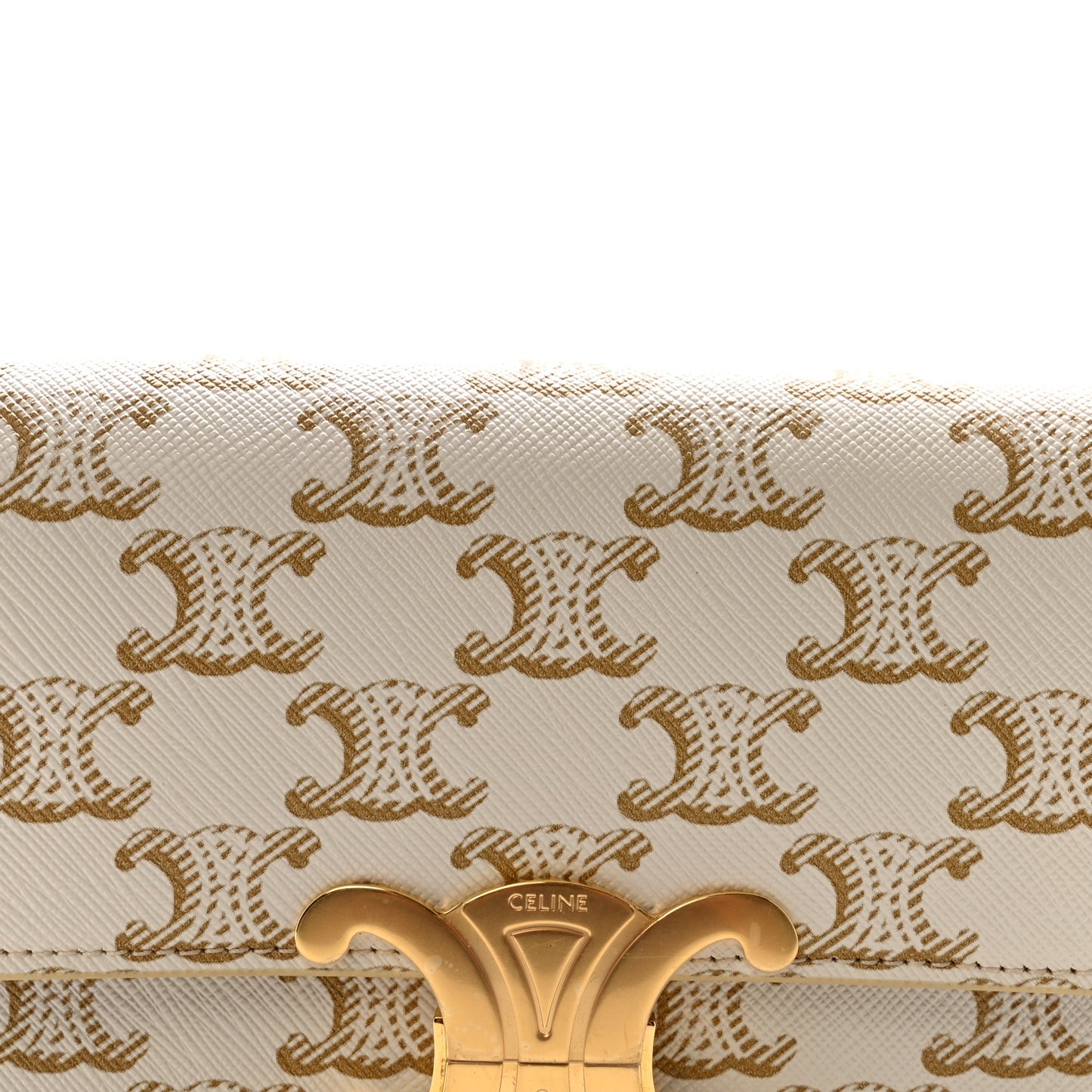 Canvas Calfskin Triomphe Shoulder Bag White White