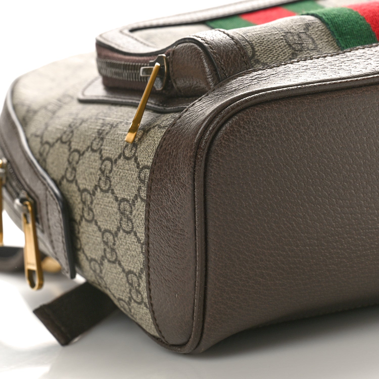 Gucci GG Supreme Monogram Calfskin Web Small Ophidia Day Backpack Beige Ebony New Acero 9 of 10