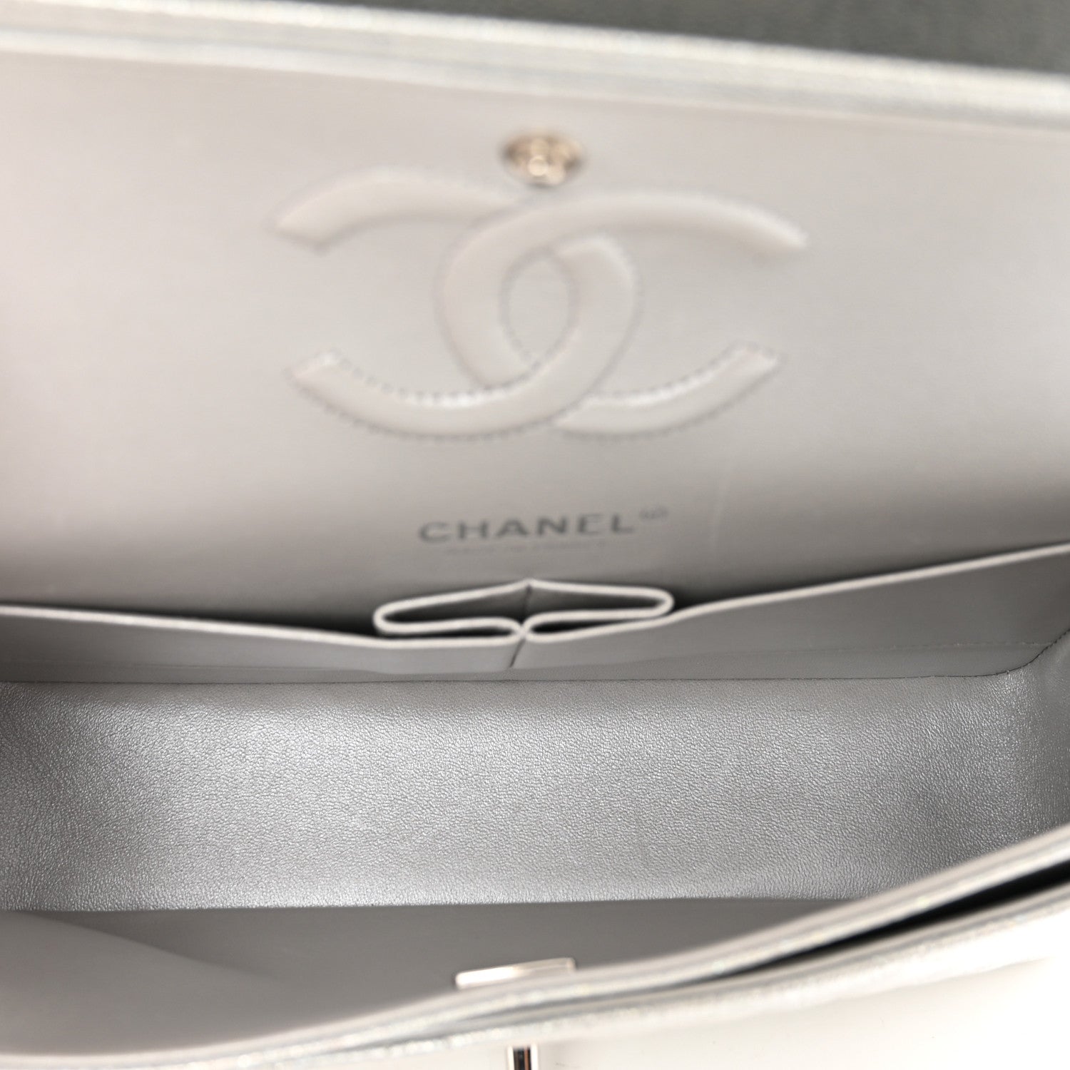 Chanel Glittered Metallic Caviar Quilted Medium Double Flap Silver 6 of 11