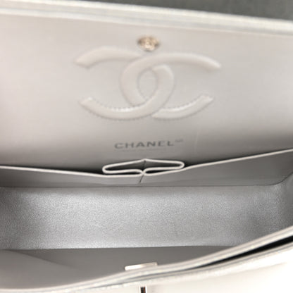 Chanel Glittered Metallic Caviar Quilted Medium Double Flap Silver 6 of 11