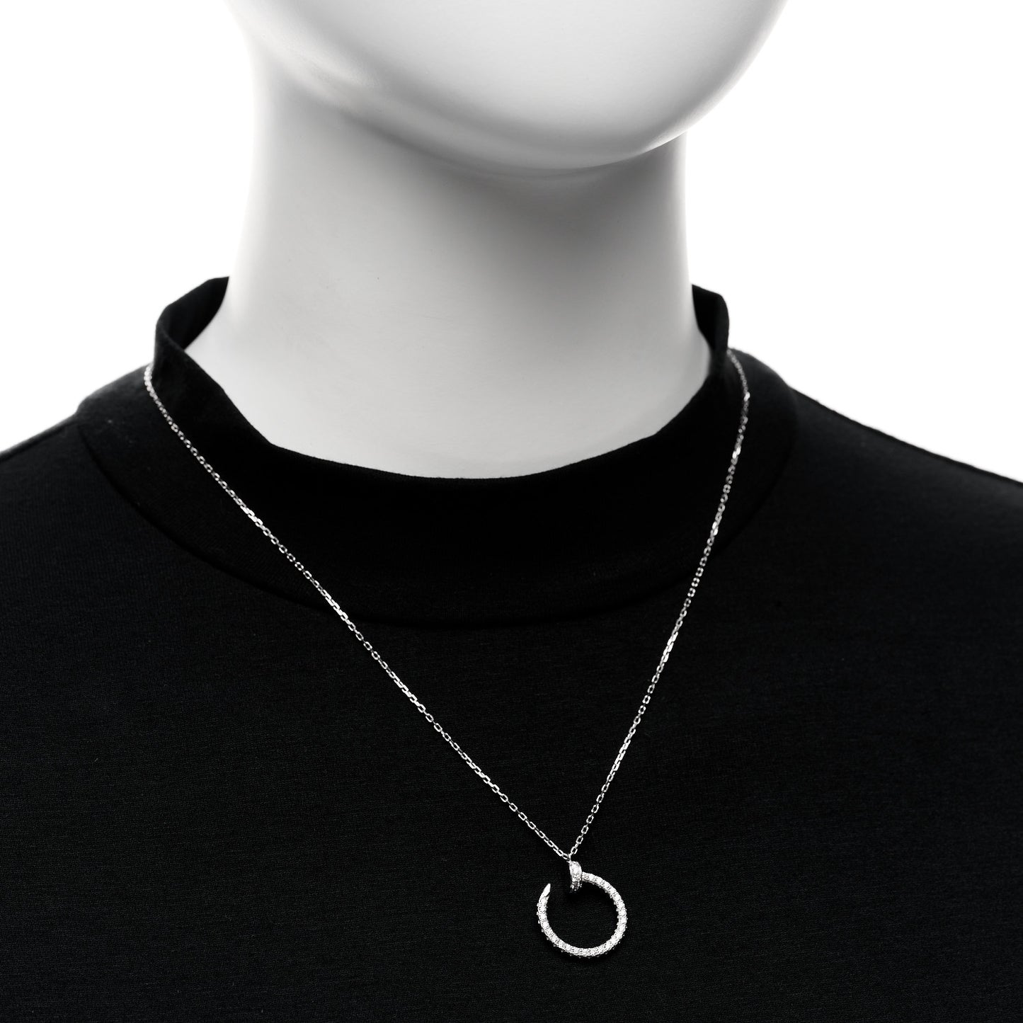 18K White Gold Diamond Juste Un Clou Paved Pendant Necklace