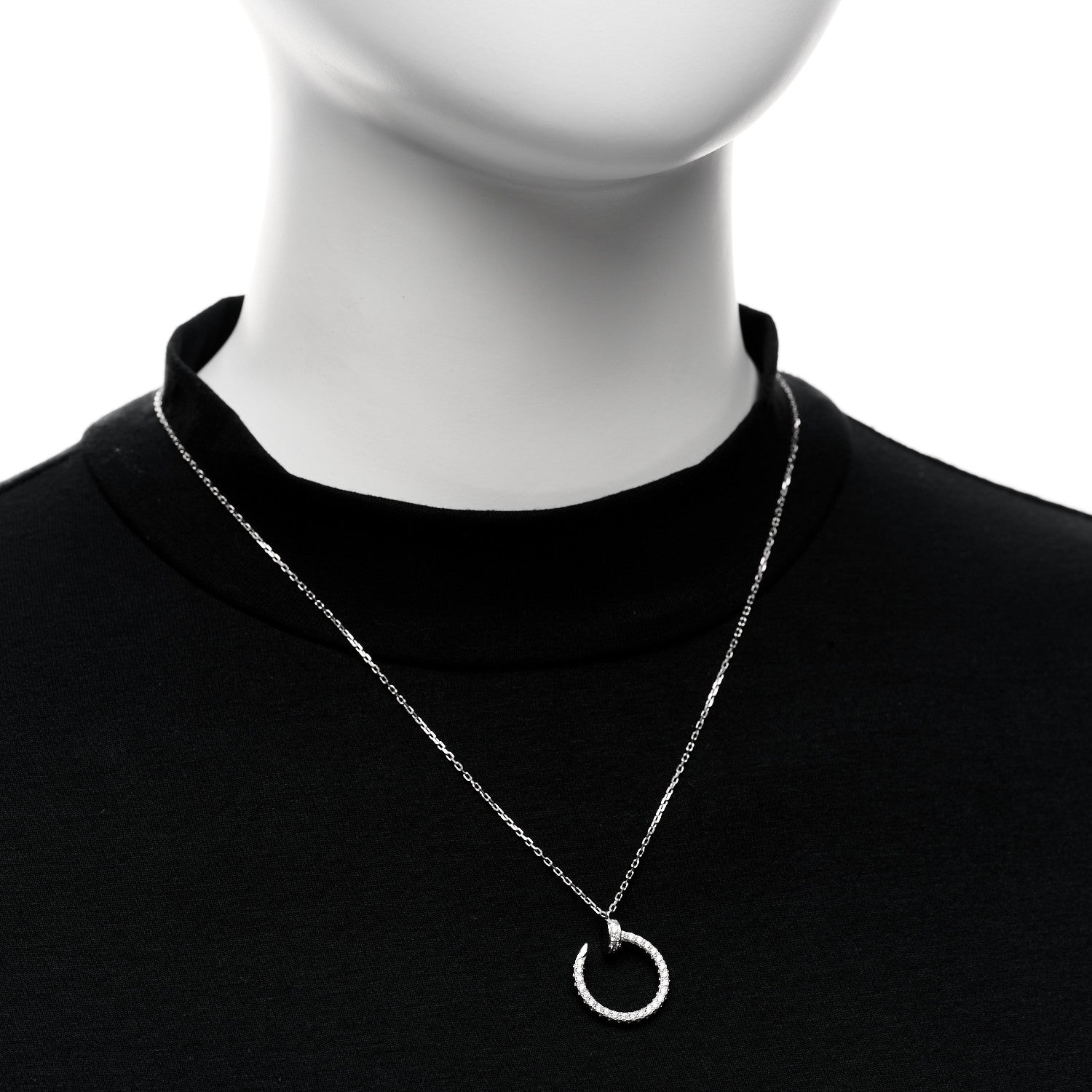 Cartier 18K White Gold Diamond Juste Un Clou Paved Pendant Necklace 2 of 7