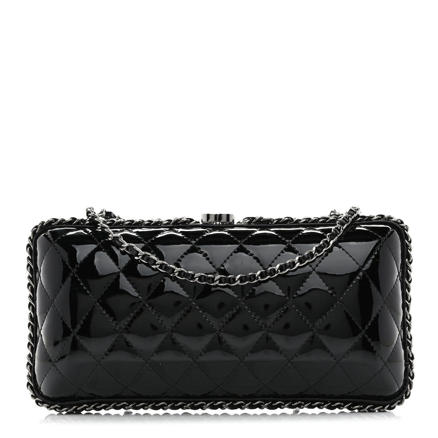 Chanel Patent Quilted Chain Around Clutch Black 1 of 11