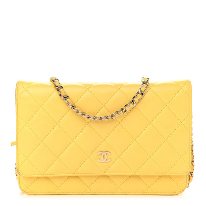 Chanel Lambskin Quilted Wallet on Chain WOC Yellow 1 of 9