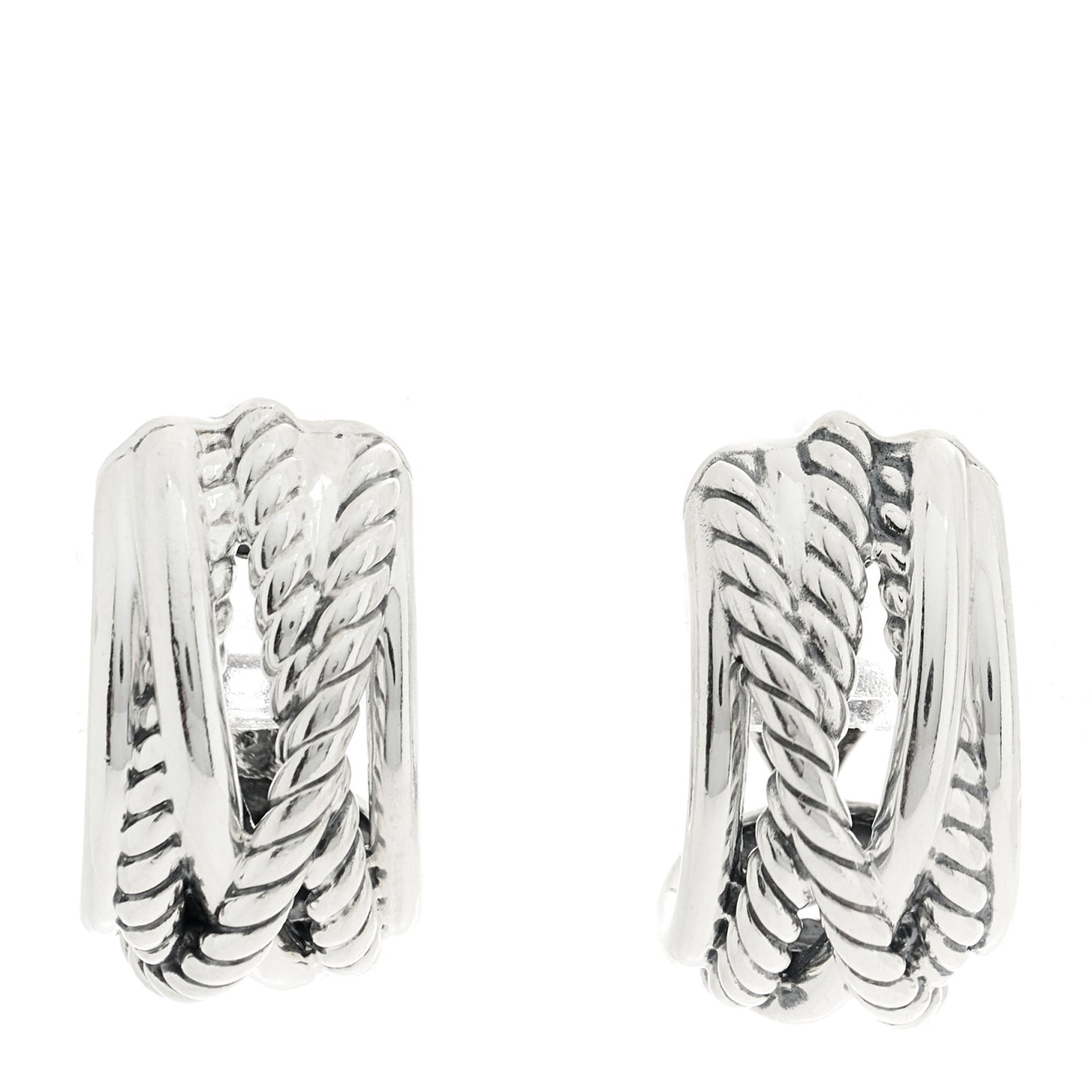 Sterling Silver Crossover Shrimp Earrings