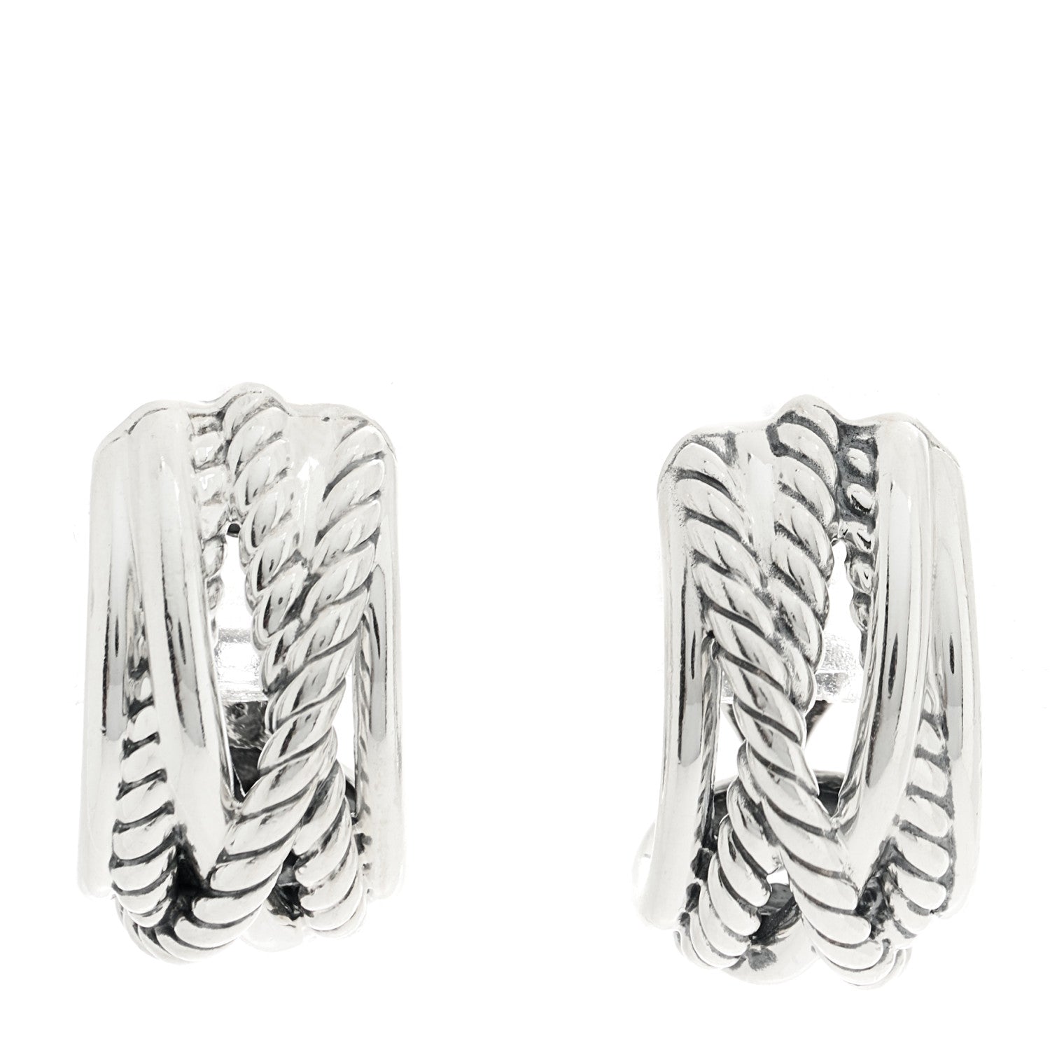 David Yurman Sterling Silver Crossover Shrimp Earrings 1 of 3