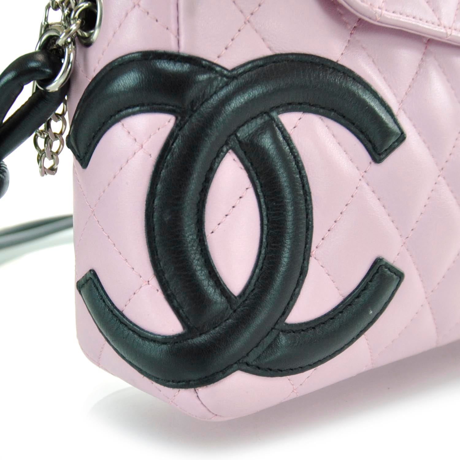 Chanel Calfskin Quilted Cambon Shoulder Bag Pink Black 17 of 21