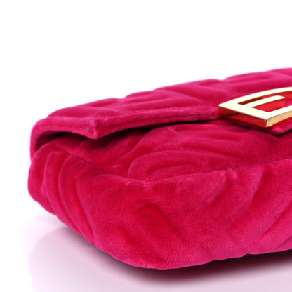 Fendi Velvet FF Embossed Hip Belt Baguette Bag Fuxia 9 of 11
