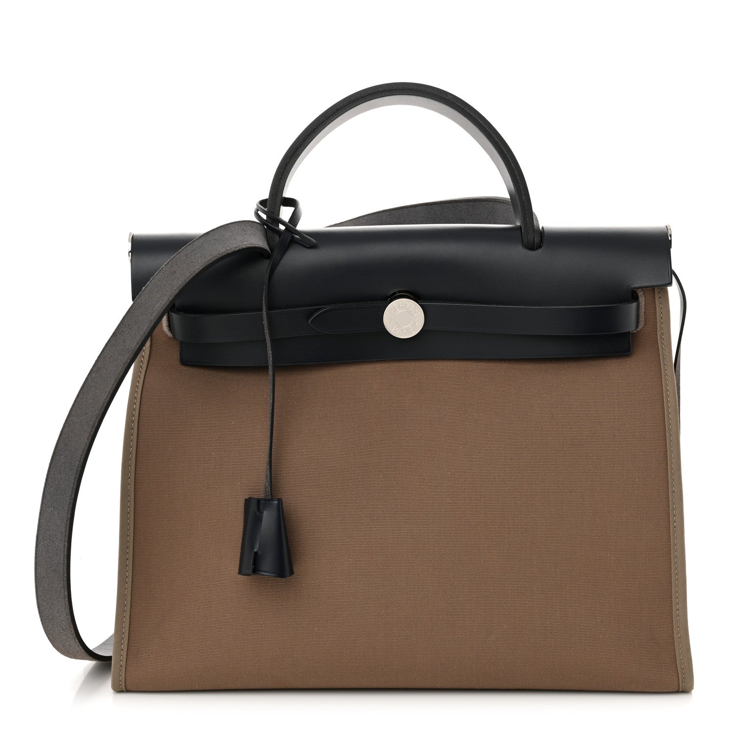 Hermes Vache Hunter Toile Herbag Zip 31 PM Etoupe Bleu Indigo 1 of 12