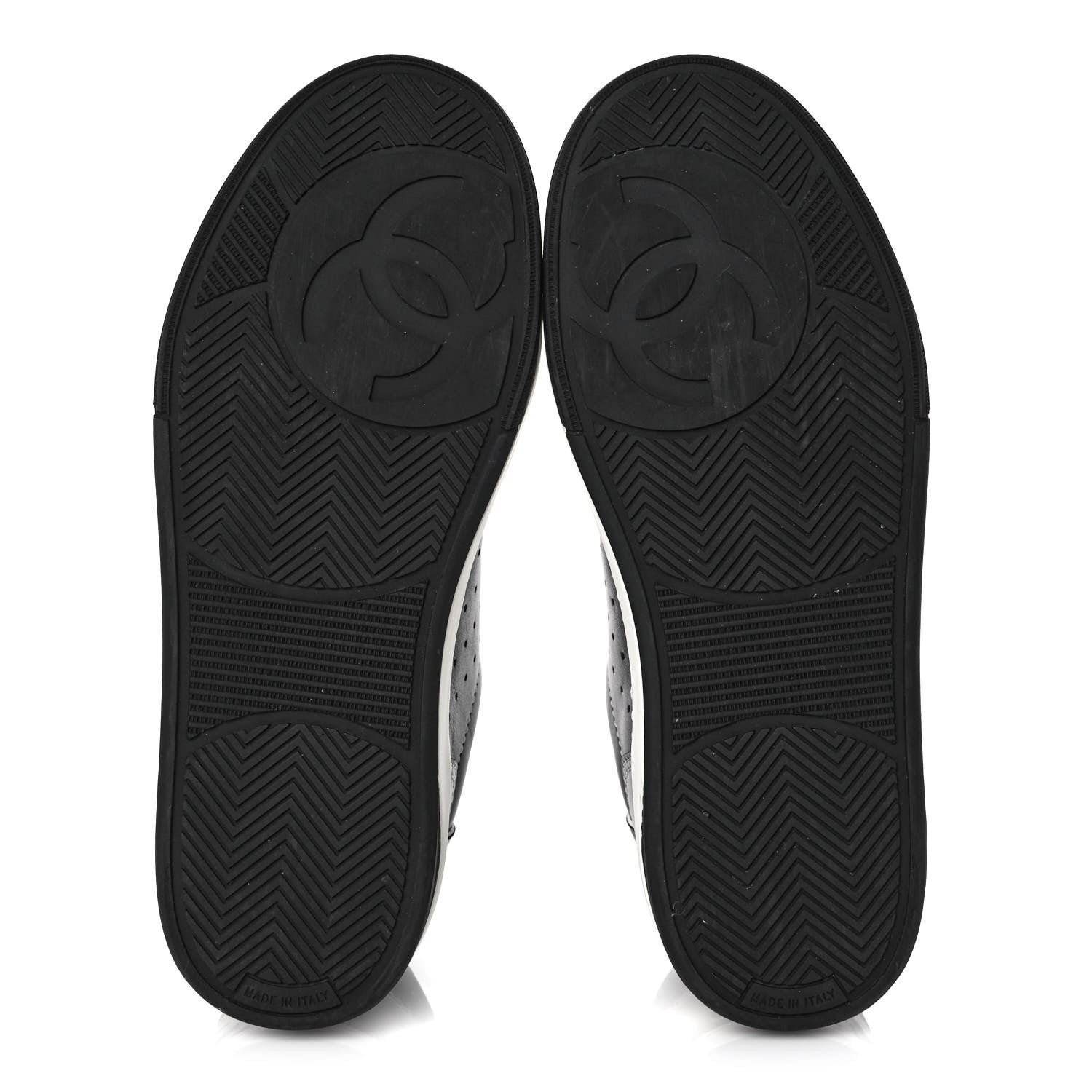Chanel Calfskin Womens Logo Sneakers 37 Black White 5 of 9