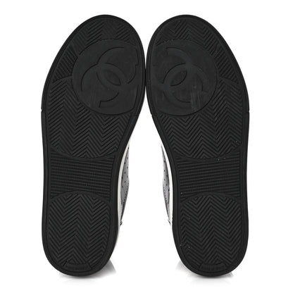 Chanel Calfskin Womens Logo Sneakers 37 Black White 5 of 9