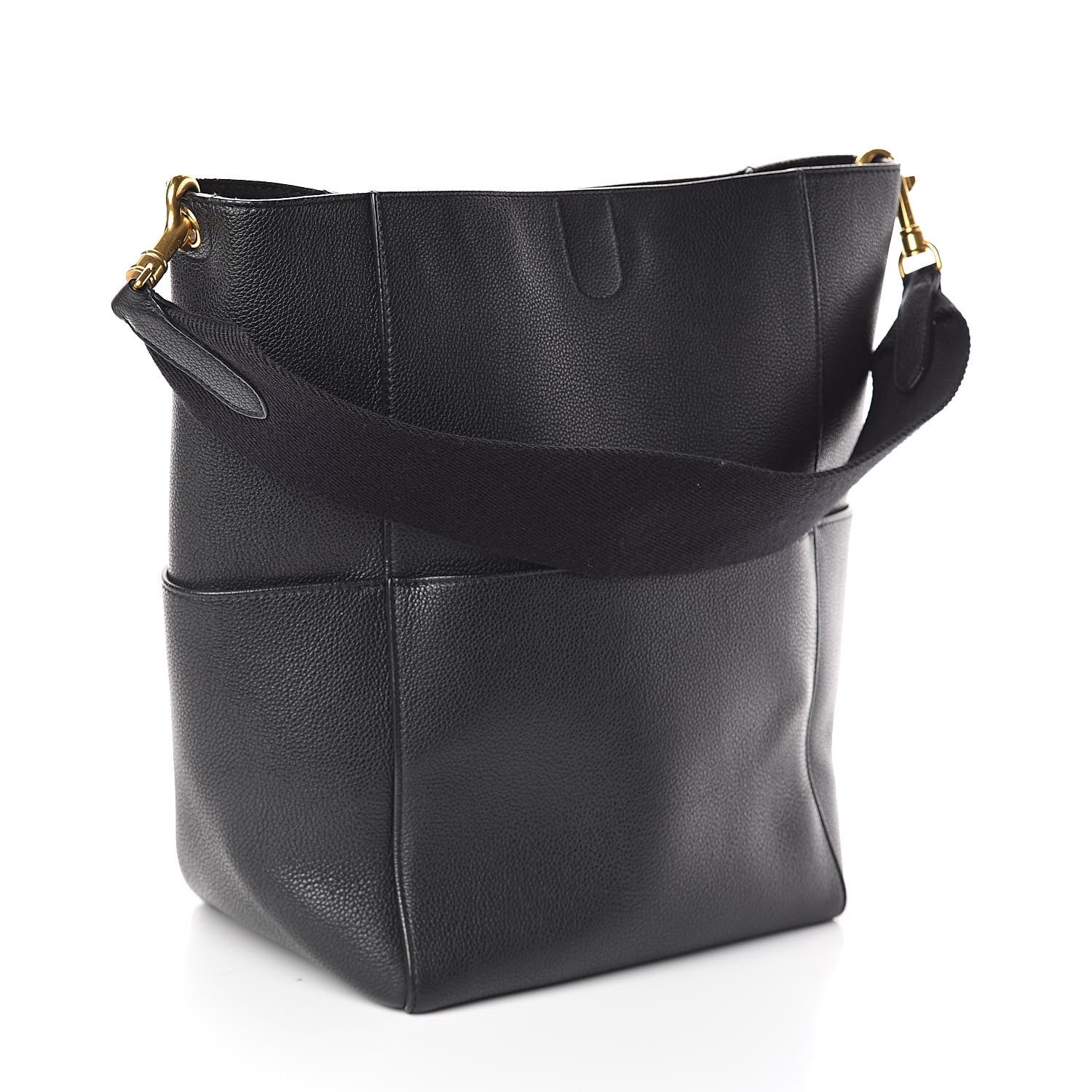 Celine Soft Grained Calfskin Sangle Bucket Bag Black 3 of 12