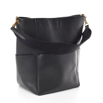 Celine Soft Grained Calfskin Sangle Bucket Bag Black 3 of 12
