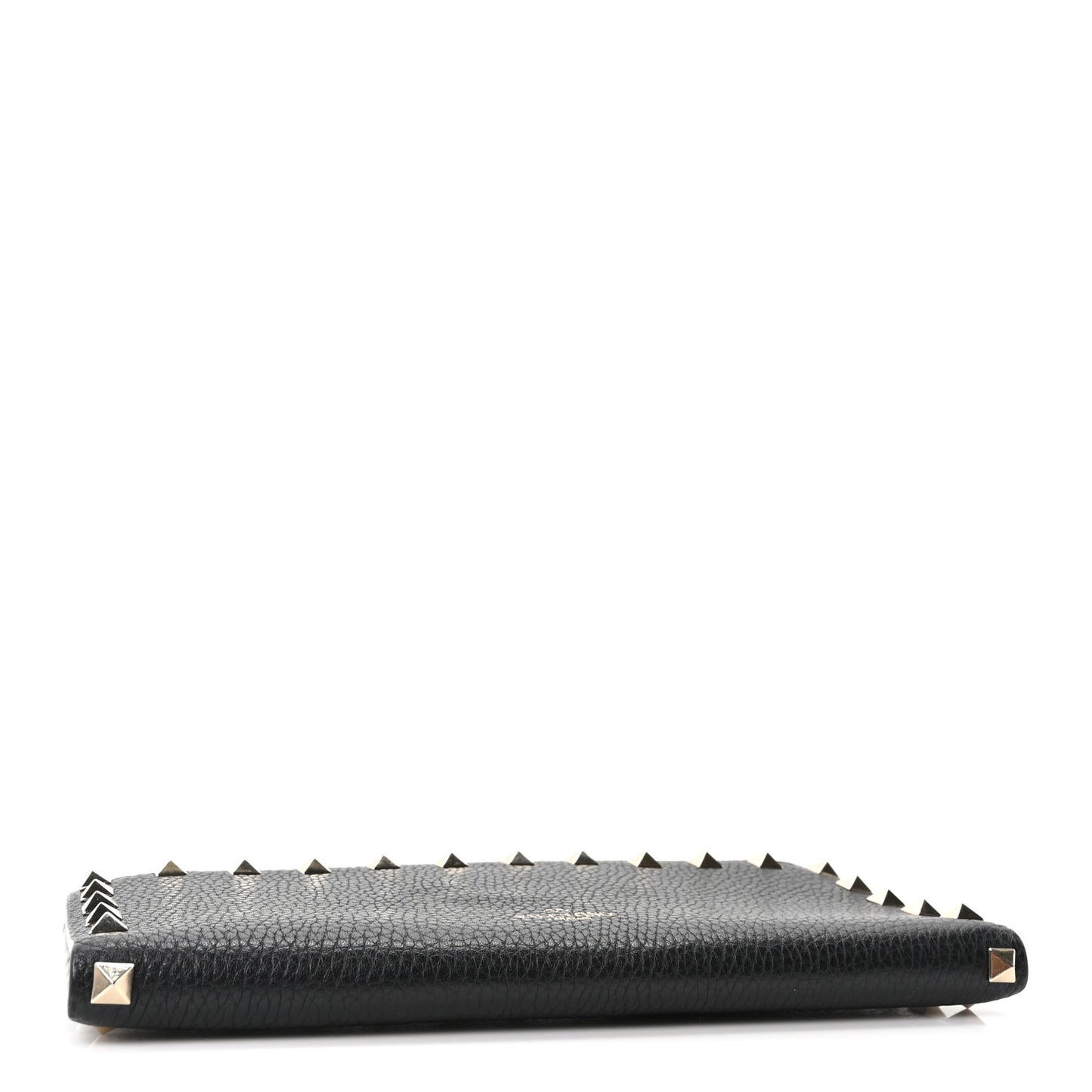 Pebbled Calfskin Rockstud Continental Wallet Black