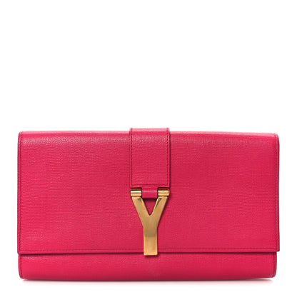 Saint Laurent Textured Calfskin Y Ligne Clutch Fuchsia 2 of 14