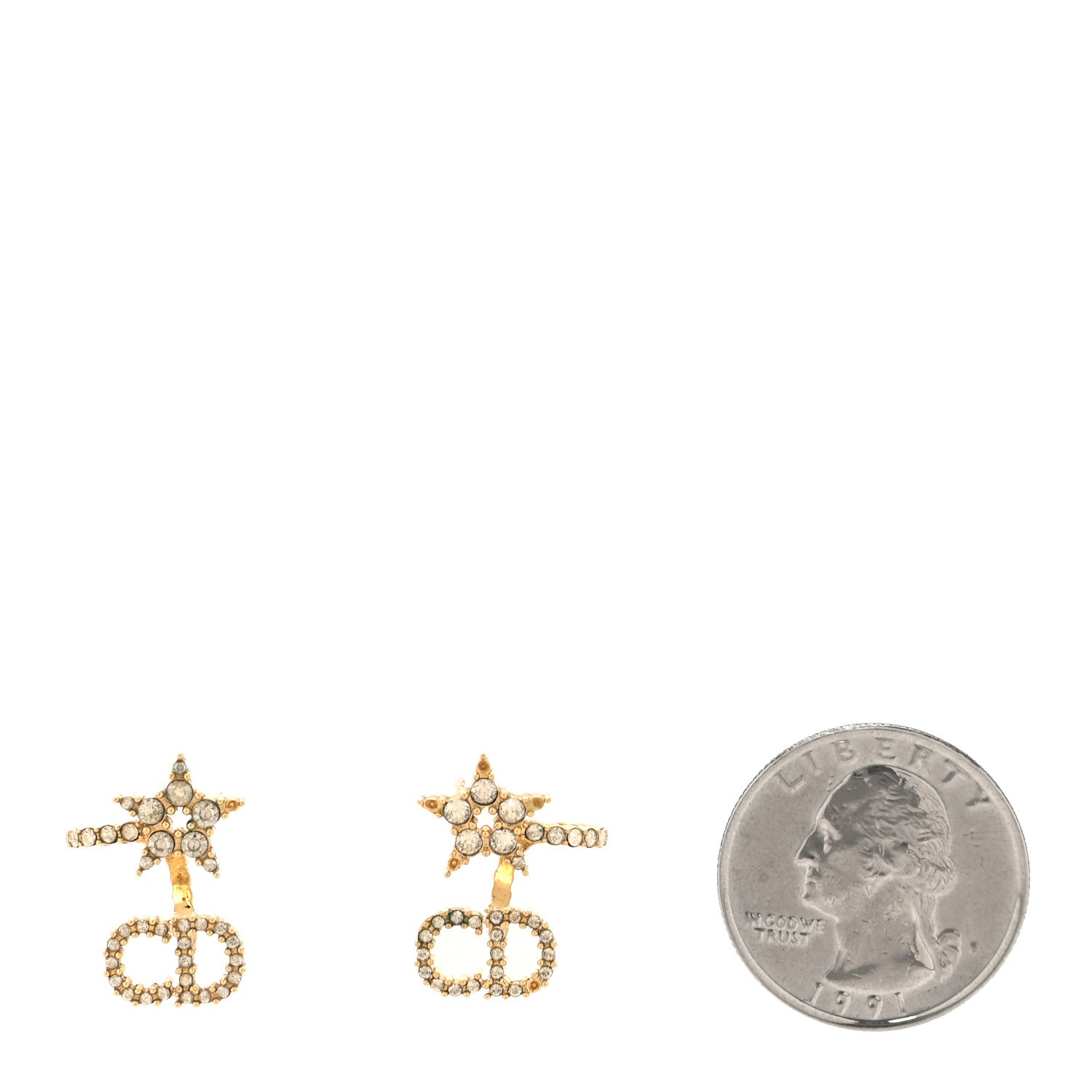 Christian Dior Crystal Clair D Lune Wrap Around Earrings Gold 2 of 6