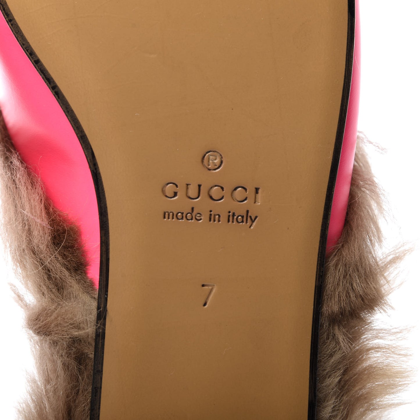 Calfskin Fur Mens Princetown Slippers 7 Fuxia Fluo Natural
