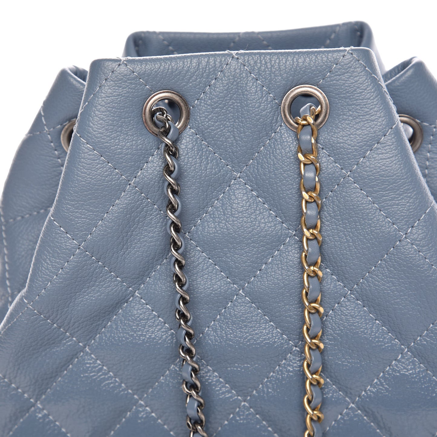 Patent Goatskin Quilted Small Gabrielle Backpack Blue