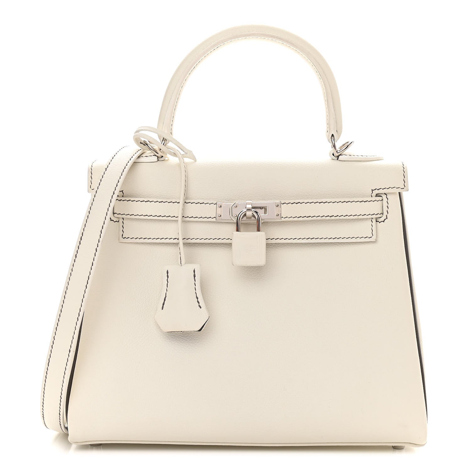 Hermes Evercolor Horseshoe Kelly Retourne 25 White Etain 1 of 11