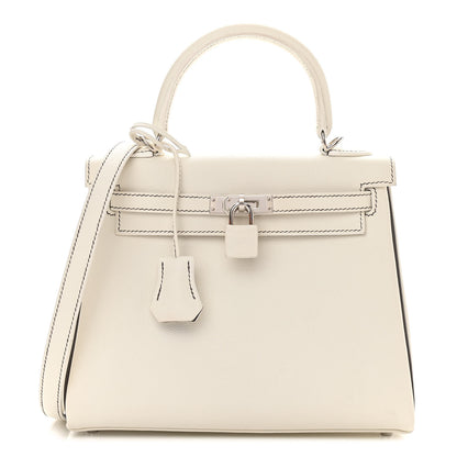 Hermes Evercolor Horseshoe Kelly Retourne 25 White Etain 1 of 11