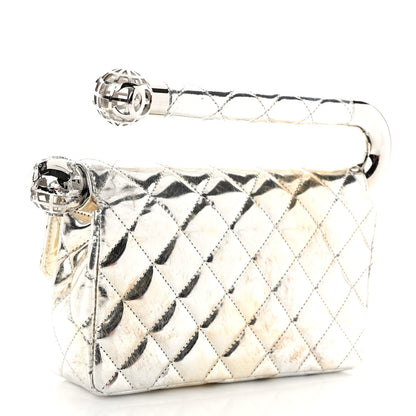 Chanel Metallic Lambskin Quilted Mini Around the World Flap Silver 3 of 11