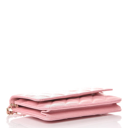 Chanel Iridescent Caviar Quilted Wallet on Chain WOC Rose Pink 4 of 11