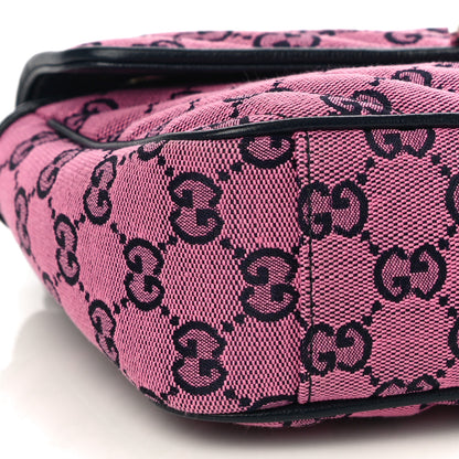 Gucci Monogram Multicolor Matelasse Diagonal Small GG Marmont Shoulder Bag Pink Blue 10 of 11