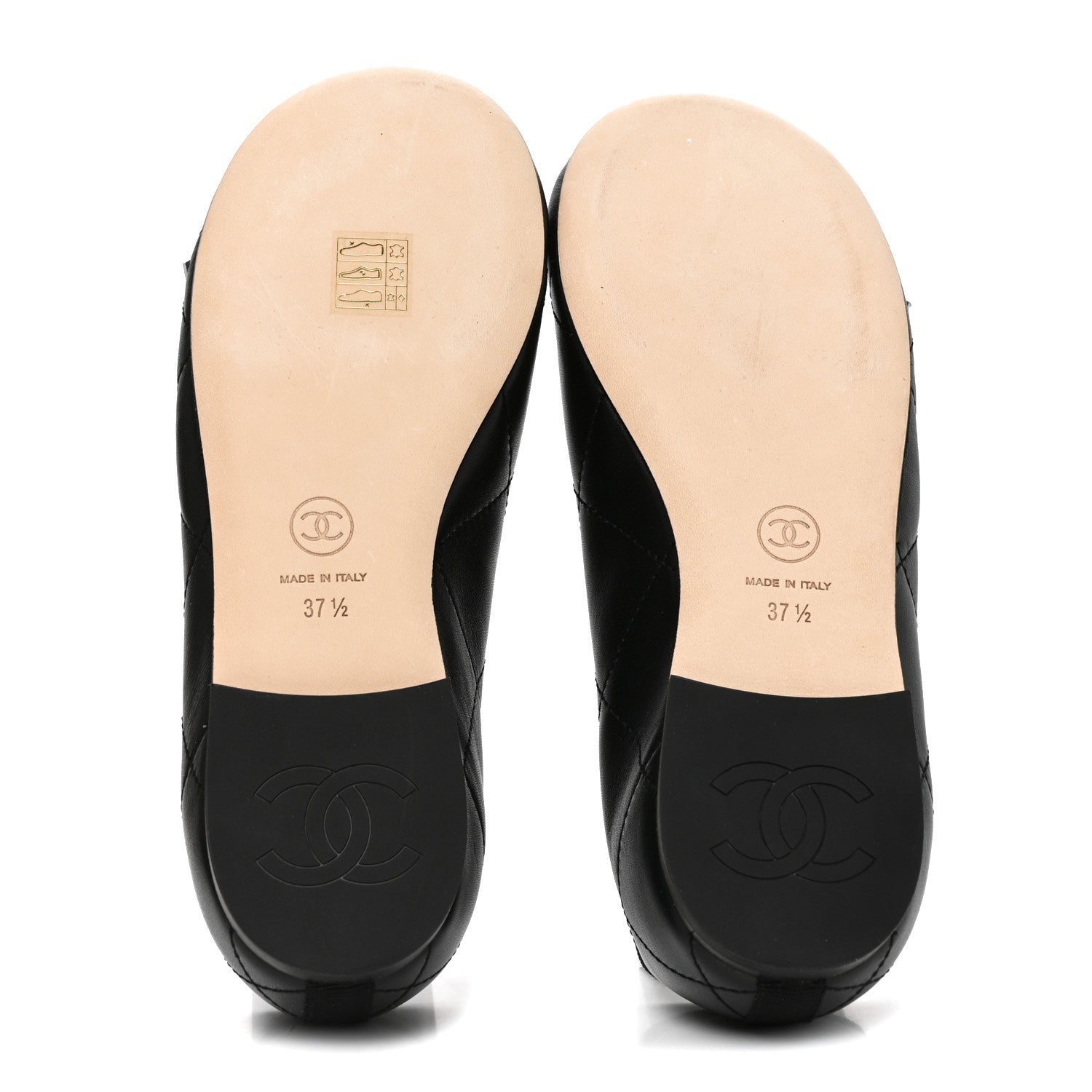 Chanel Lambskin Quilted CC Cambon Ballet Flats 37.5 Black White 6 of 9