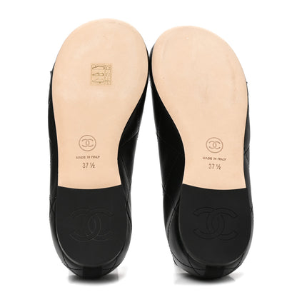 Chanel Lambskin Quilted CC Cambon Ballet Flats 37.5 Black White 6 of 9