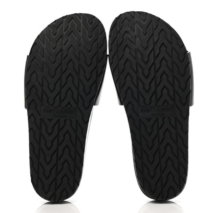 Saint Laurent Calfskin Monogram Jimmy Joan Slide Sandals 35 Black 5 of 9