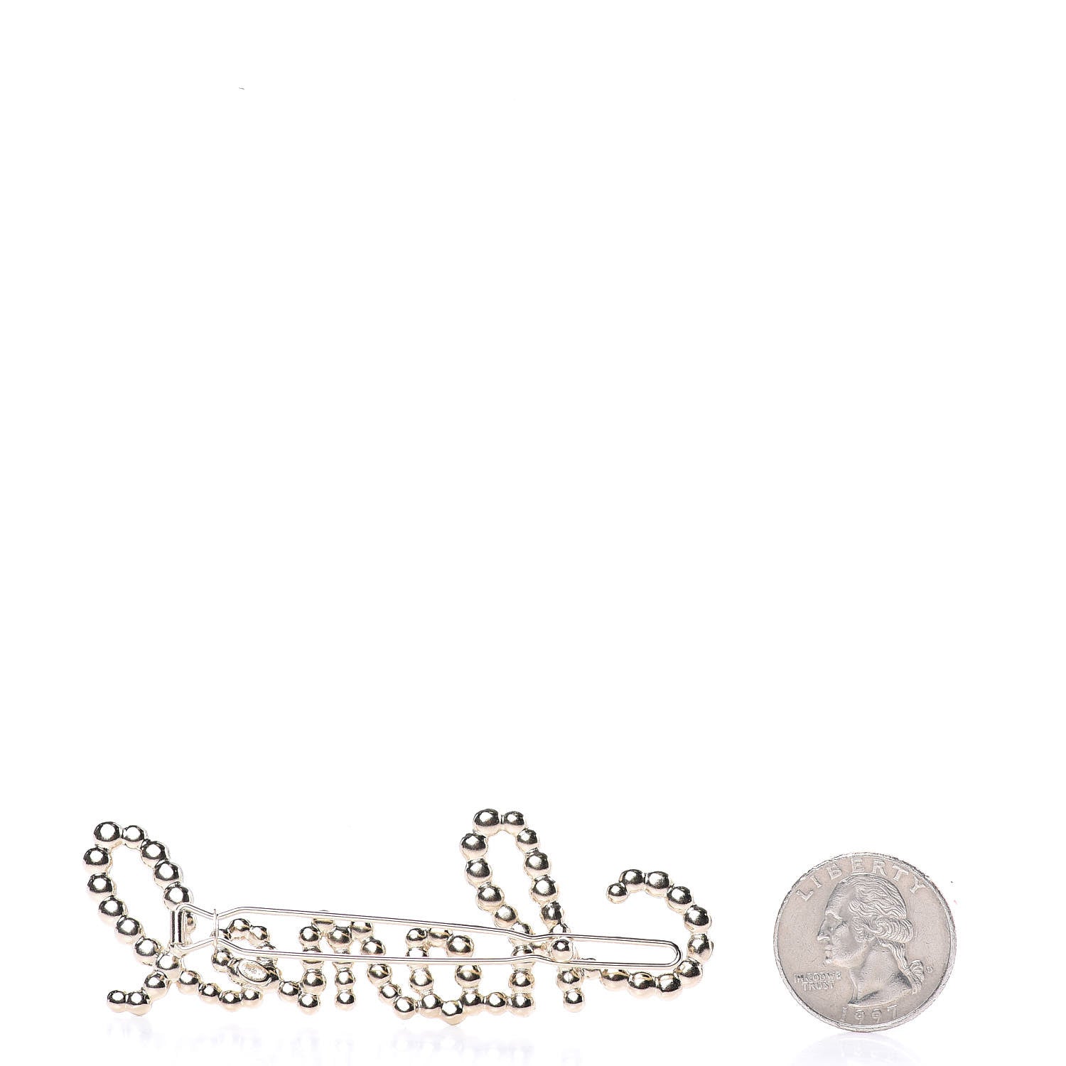 Chanel Metal Glass Swirling Pearls Hair Clip Gold 2 of 3