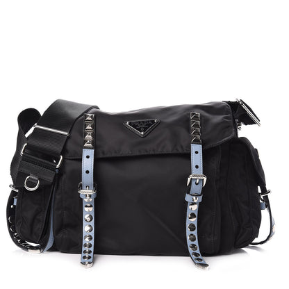 Prada Nylon New Vela Studded Messenger Black Astrale 1 of 12