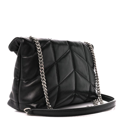 Saint Laurent Lambskin Quilted Small Loulou Puffer Monogram Chain Satchel Black 3 of 11