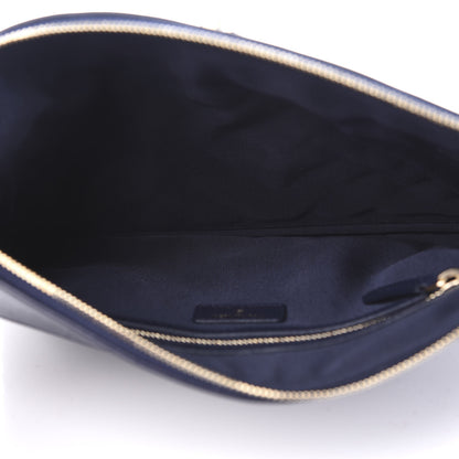 Chanel Sheepskin Quilted Medium Vintage Mademoiselle Cosmetic Case Navy 5 of 9