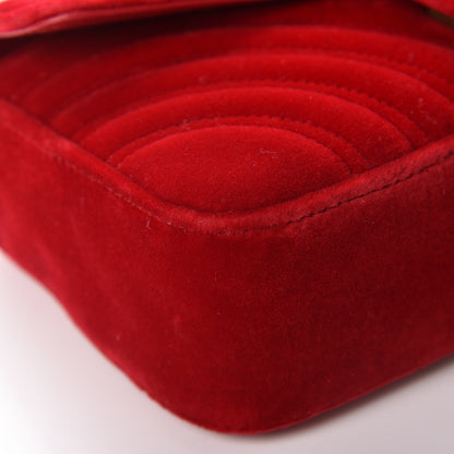 Gucci Velvet Matelasse Mini GG Marmont Shoulder Bag Hibiscus Red 8 of 18