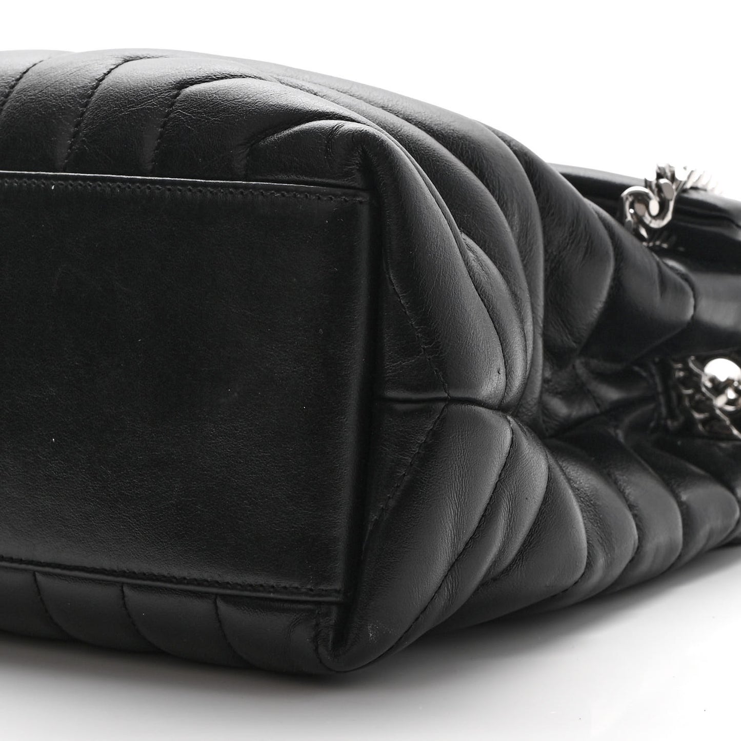 Calfskin Y Quilted Monogram Medium Loulou Chain Satchel Black