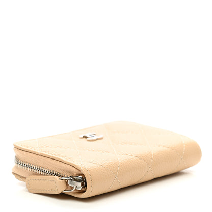 Chanel Caviar Quilted Zip Around Coin Purse Beige 4 of 8