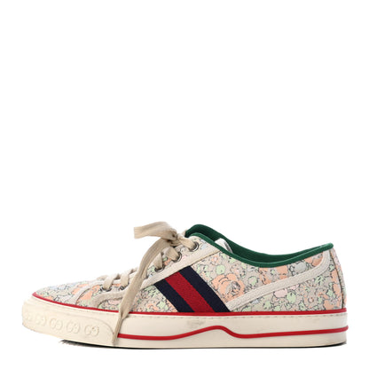 Gucci X LIBERTY OF LONDON Canvas Web Tracy Print Womens 1977 Tennis Sneakers 38.5 Mint Peach Mystic White 1 of 8