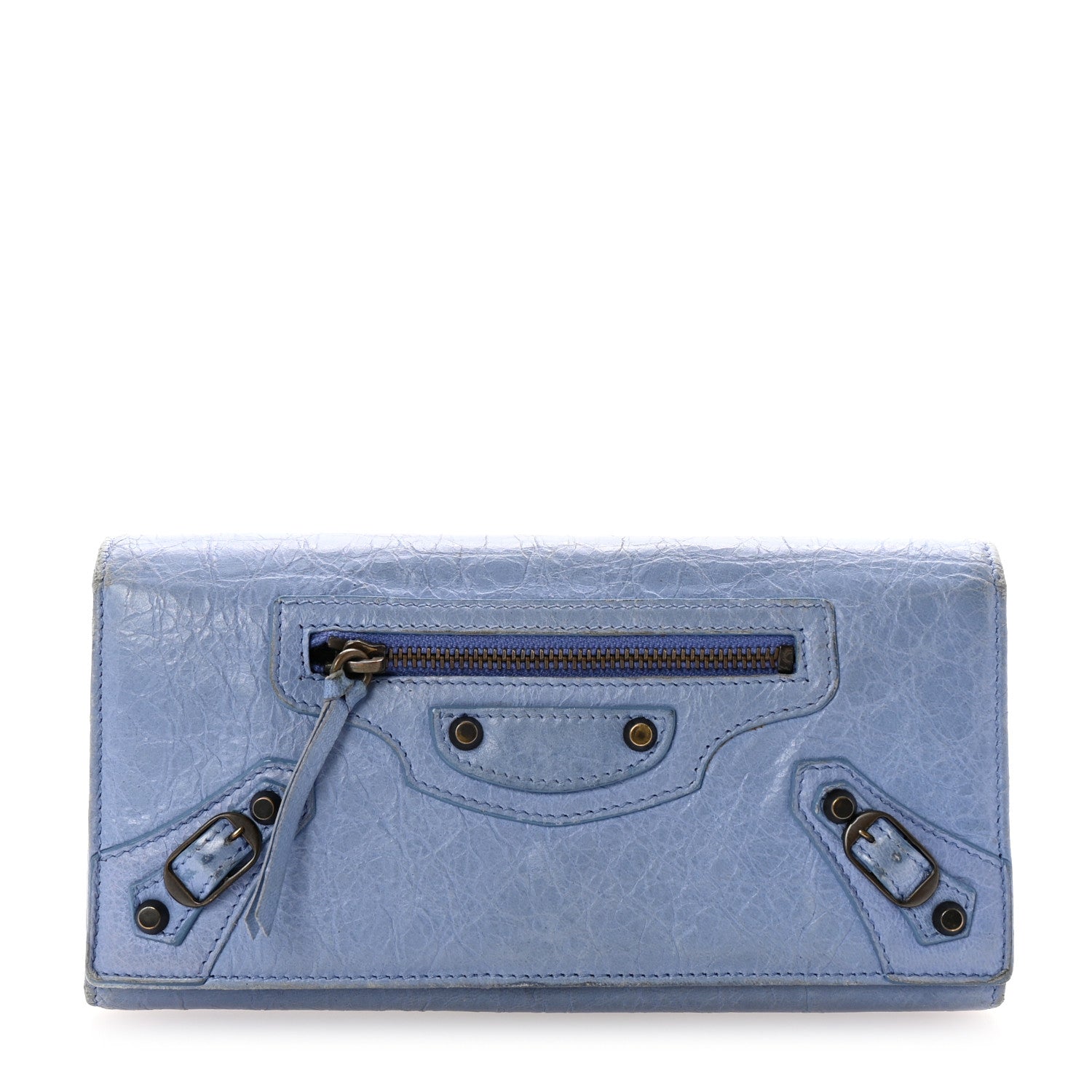 Balenciaga Agneau Classic Hardware Money Wallet Sky Blue 1682059