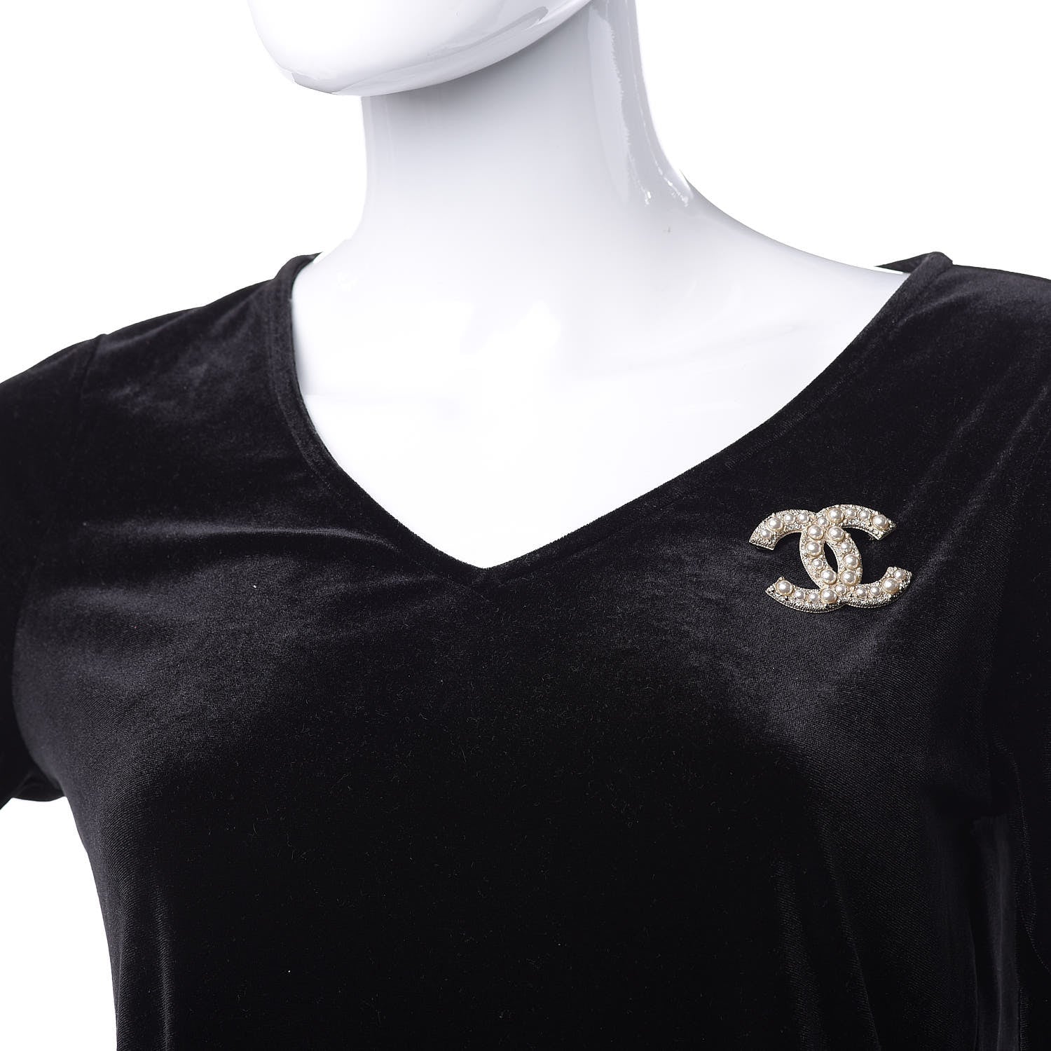 Chanel Pearl Crystal CC Brooch Gold 2 of 5