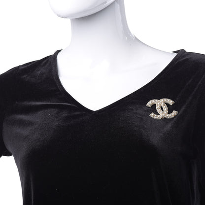 Chanel Pearl Crystal CC Brooch Gold 2 of 5