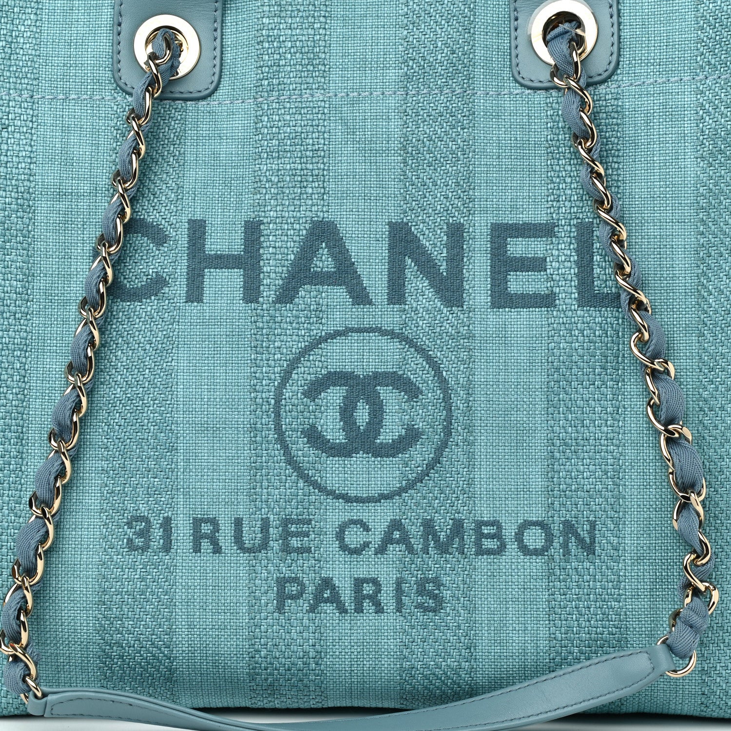 Chanel Mixed Fibers Striped Medium Deauville Tote Blue 8 of 10