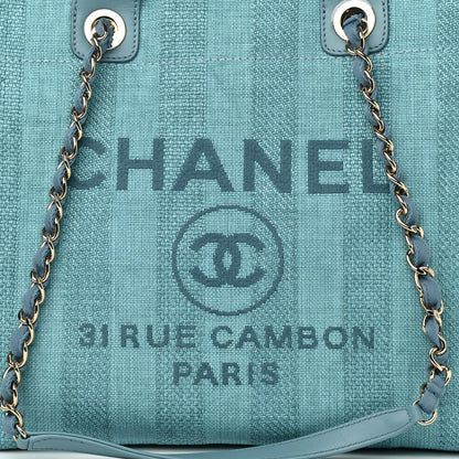 Chanel Mixed Fibers Striped Medium Deauville Tote Blue 8 of 10