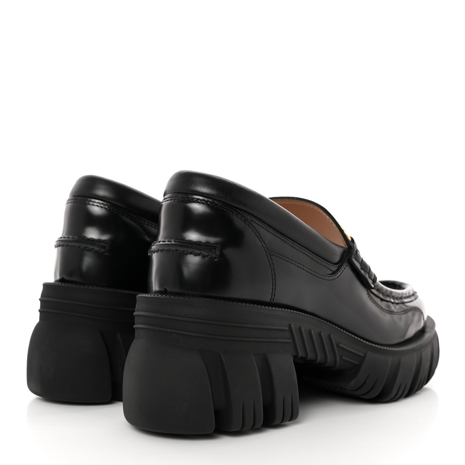 Gucci Magnum Calfskin Nappa Samoa Womens Horsebit Platform Chunky Lug Sole 40mm Loafers 36.5 Black 4 of 11