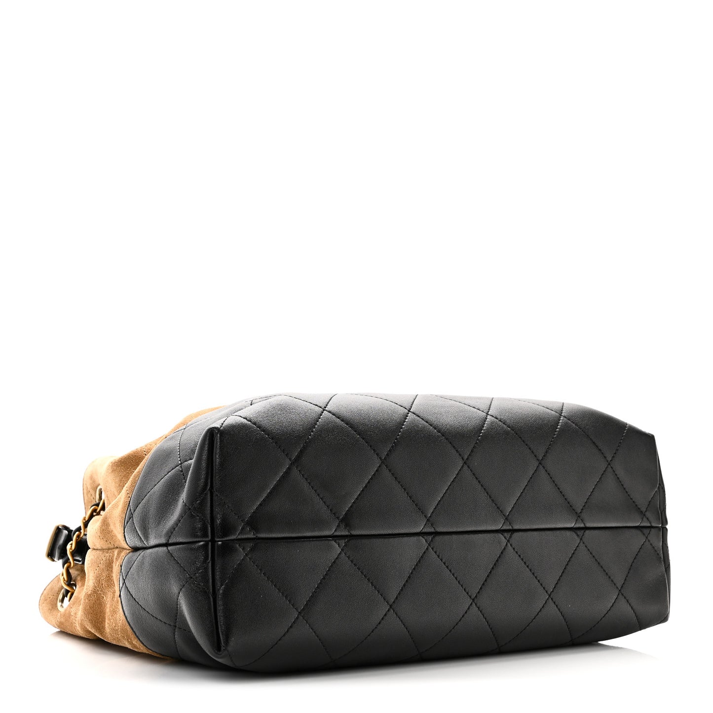 Suede Calfskin Shiny Lambskin Quilted Small Coco Base Shopping Bag Beige Black
