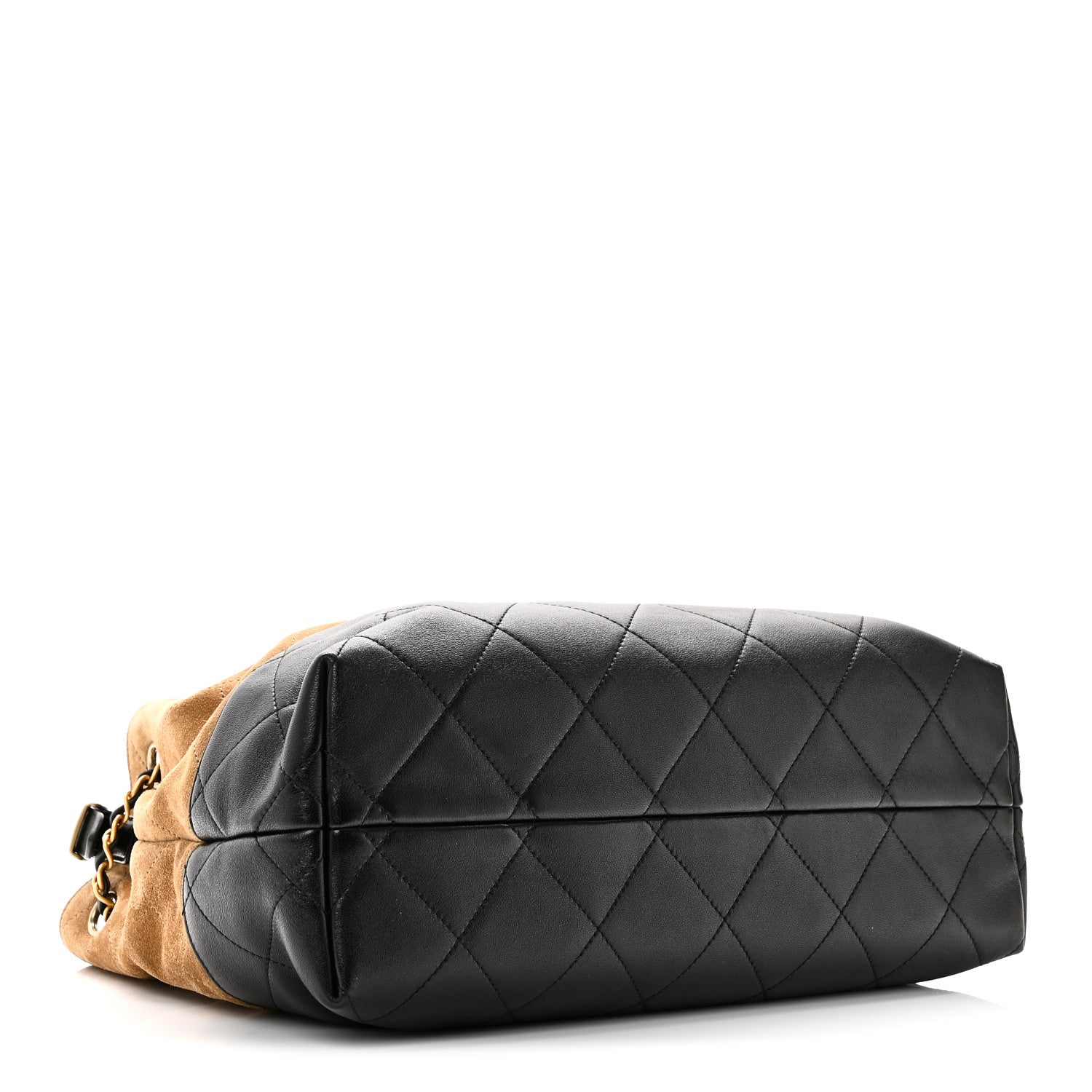 Chanel Suede Calfskin Shiny Lambskin Quilted Small Coco Base Shopping Bag Beige Black 4 of 11